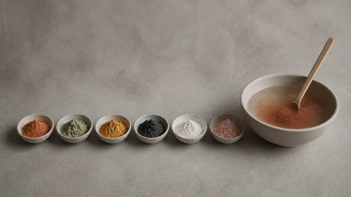 Photographie d'atelier illustrant le guide Jesmonite : Pigment Jesmonite : comment colorer la Jesmonite proprement