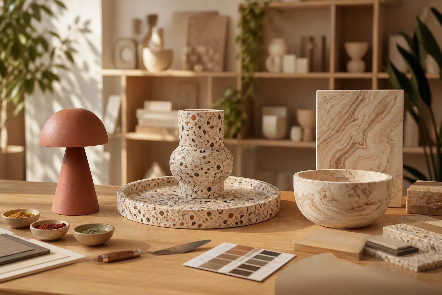 Quand choisir des pigments, un effet terrazzo ou une finition marbrée