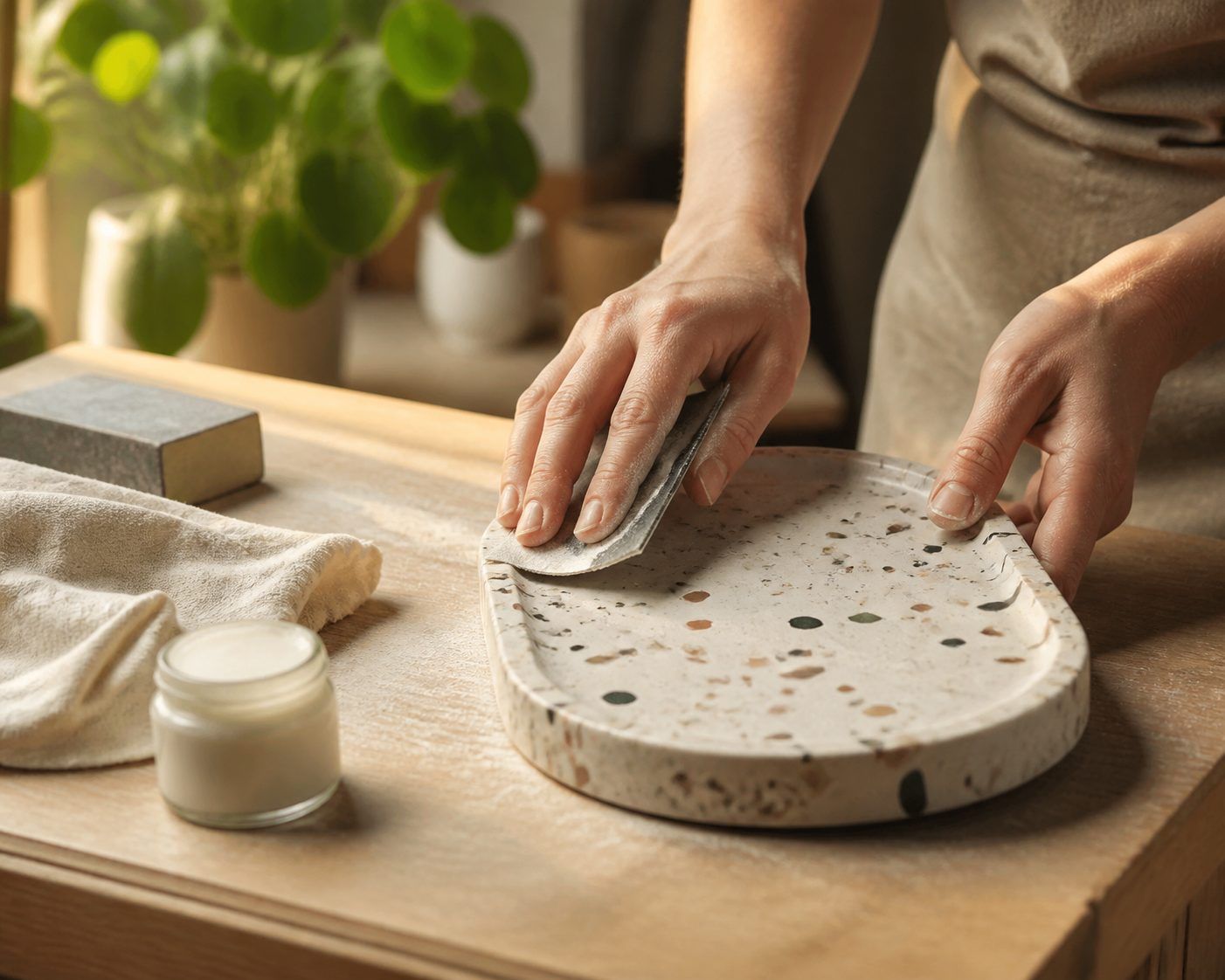 Révéler un effet terrazzo et protéger la finition