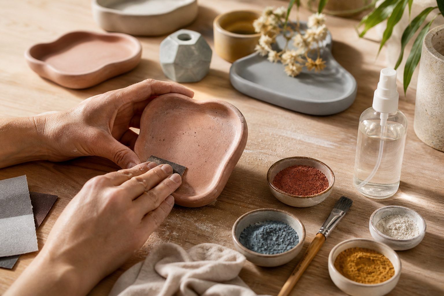 Colorer, poncer et protéger un objet en poudre Jesmonite