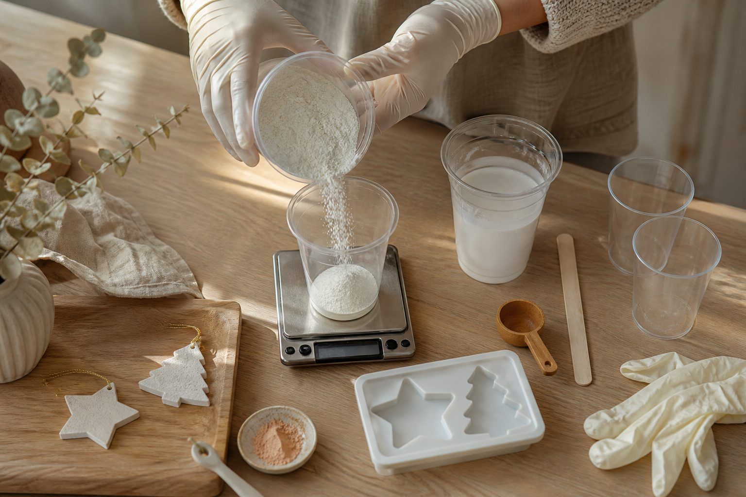 Matériel et dosage AC100 pour couler un petit objet de Noël